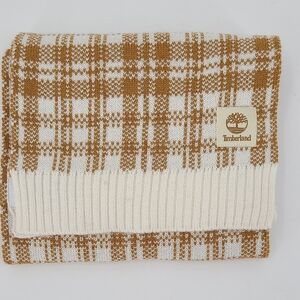 Timberland Cream and Tan Plaid Scarf